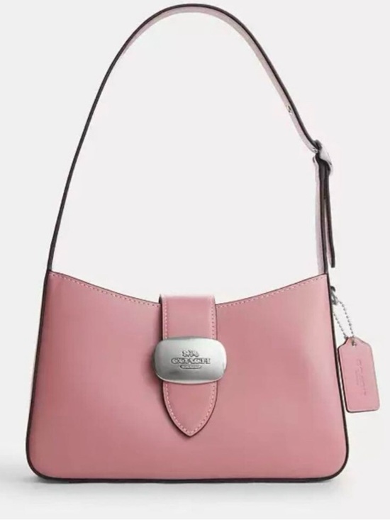 Coach Handbags - Coach Eliza Rose Pink Leather Shoulder Bag with Silver-Tone Clasp
